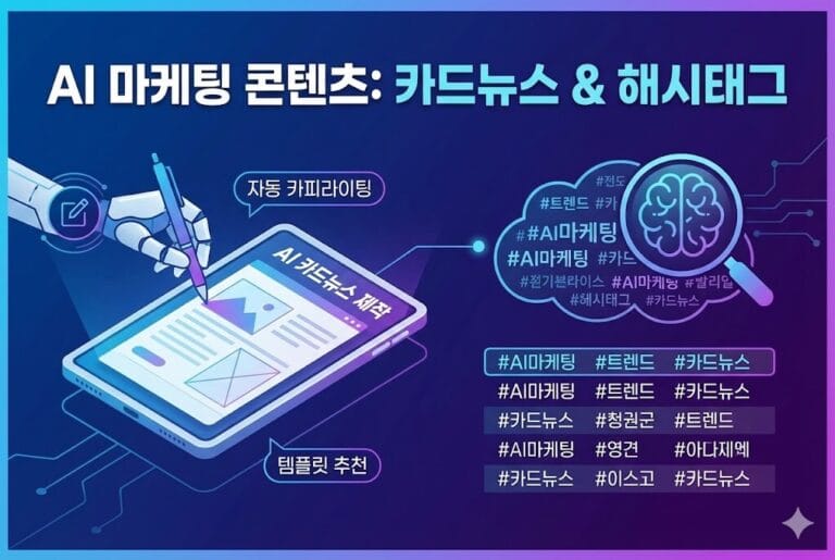 카드뉴스, 고민은 5분만 하세요: AI로 100% 터지는 문구와 해시태그 자동 생성하기