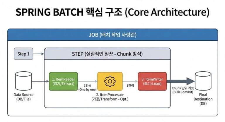 Spring Batch 핵심 구성요소 완벽 가이드: Job, Step, Reader, Writer의 모든 것