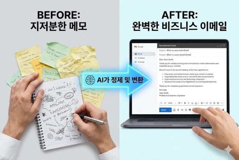 두서없는 메모를 정중한 비즈니스 이메일로: AI를 활용한 5초 완성 자동화 기법