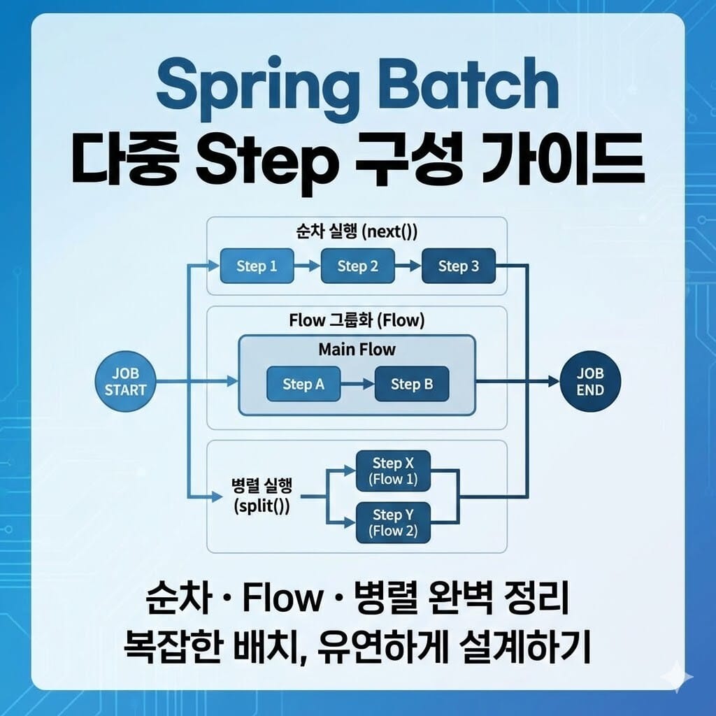 Spring Batch 여러 Step 구성 가이드: 순차적 실행부터 Flow 활용까지 이미지 1