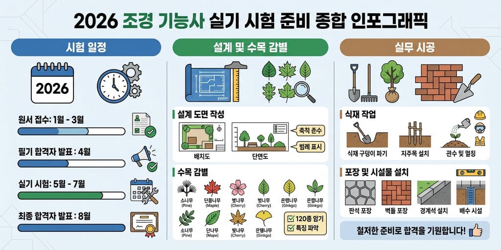 2026년 조경기능사 실기 시험 완벽 대비: 일정, 작업형 전략 및 합격 비법 - 이미지 1