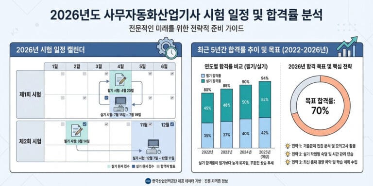 사무자동화산업기사 난이도 2026 기준 분석: 합격률과 체감 난이도