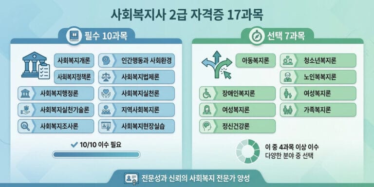 2026년 기준 사회복지사 2급 과목 및 이수 구조 정리