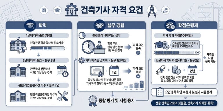 2026년 건축기사 자격요건 완벽 정리｜학력·경력 응시조건 총정리