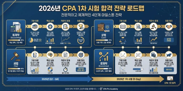 2026년 회계사 1차 시험 난이도 및 합격선: 초시생을 위한 과목별 공략법