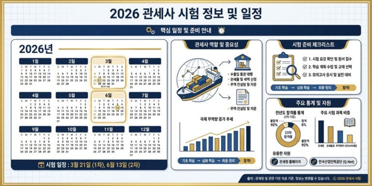 2026년 관세사 시험 일정 및 1차·2차 합격자 발표일 총정리