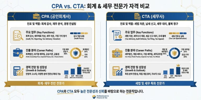 2026년 회계사 vs 세무사 차이점: 난이도, 시험 과목, 진로 완벽 비교