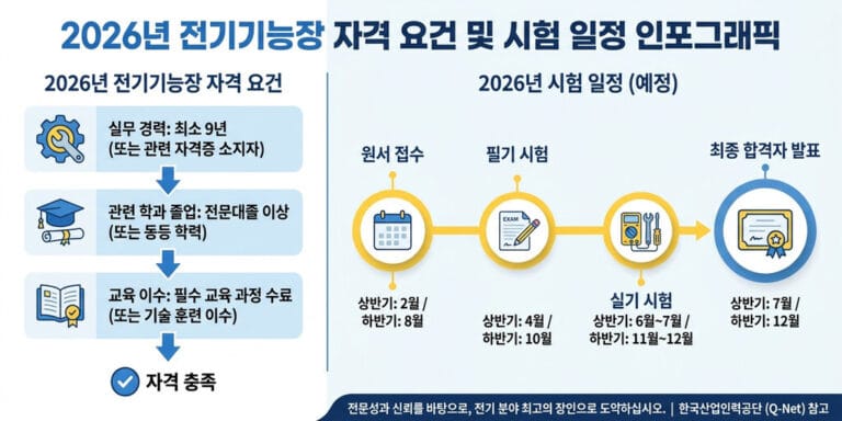 2026년 전기기능장 자격요건 및 시험일정, 시험과목 총정리