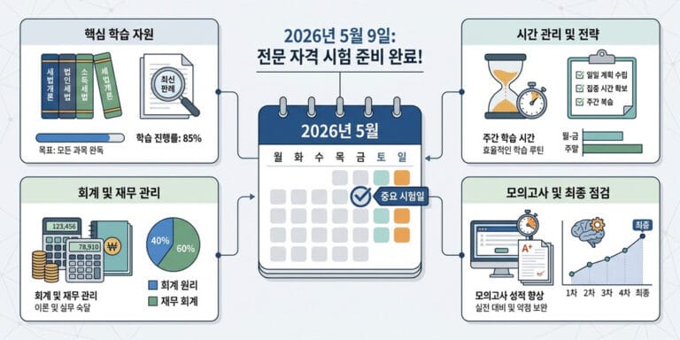 2026년 대비 세무사 1차 회계학/세법학 핵심 요약 및 시간 배분 팁