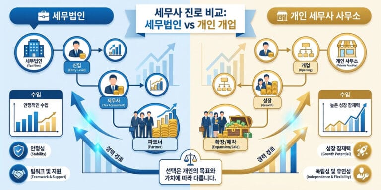 2026년 대비 세무사 자격증 취득 후 개업 vs 세무법인 취업 연봉 비교