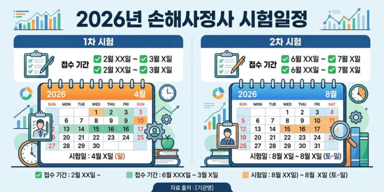 [2026년 최신] 손해사정사 시험일정 및 1차·2차 원서접수 기간 총정리