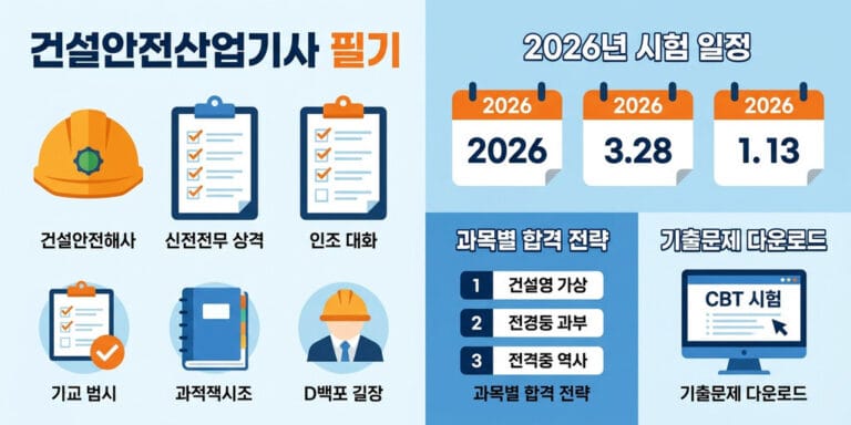 건설안전산업기사 필기 기출문제 다운로드 및 과목별 합격 전략 (2026년 기준)
