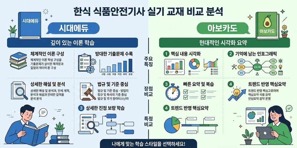 2026년 식품안전기사 실기 완벽 대비: 시대에듀 vs 아보카도 교재 전격 리뷰 - 이미지 1