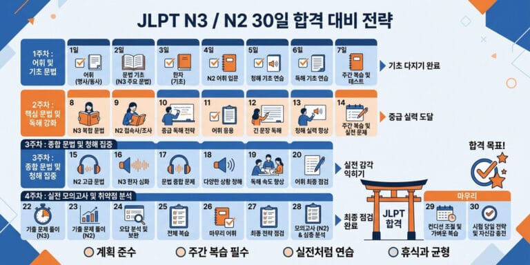 JLPT 노베이스 독학 합격 후기: 한 달 만에 N3/N2 따는 현실적인 공부