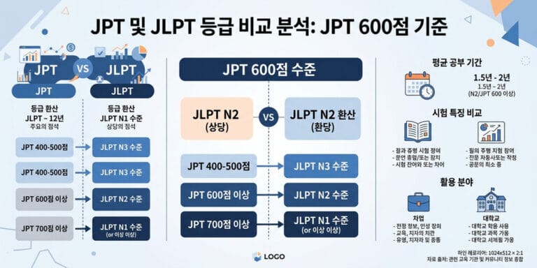 JPT 600점 수준은 어느 정도일까? JLPT 급수 환산 및 현실적인 공부 기간(2026년)