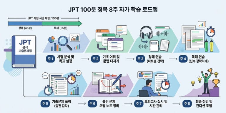 JPT 공식 기출문제집 추천 및 100분 시간 단축 독학 공부법(2026년)
