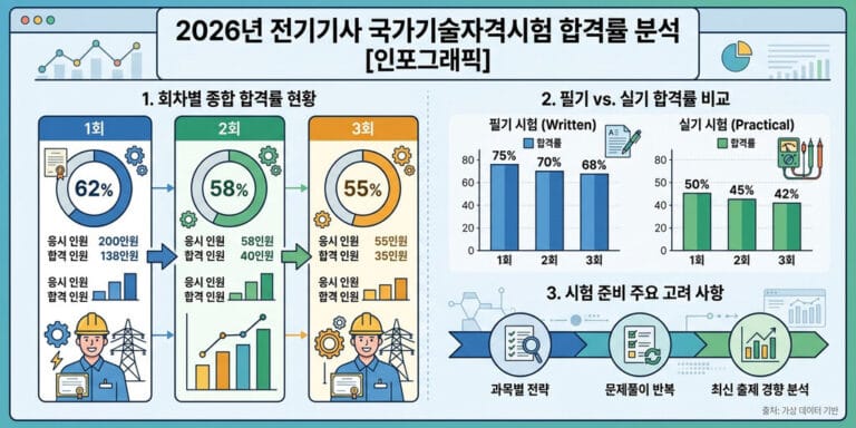 [2026년 하반기 분석] 2026년 전기기사 회차별 합격률 총정리 및 난이도 비교