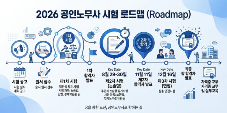 [2026년 하반기] 공인노무사 2차 시험 일정 및 최종 합격자 발표일 확인