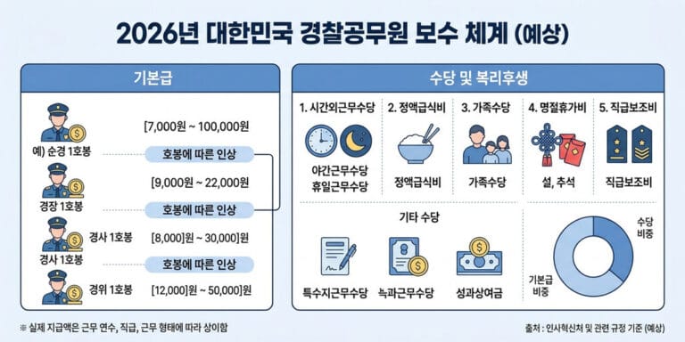 2026년 최신 경찰공무원 연봉 및 월급 실수령액 (수당 포함 직급별 정리)