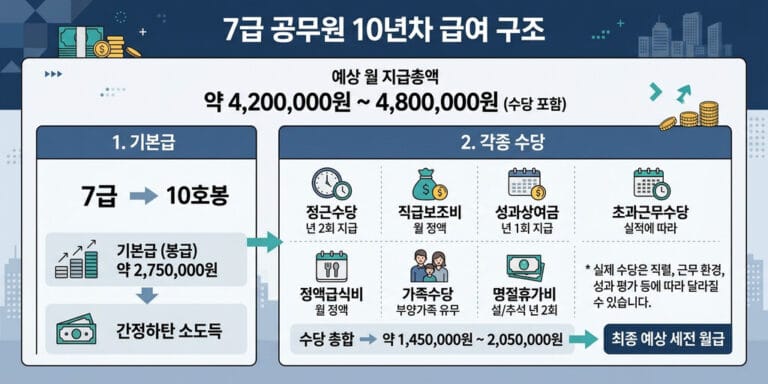7급 공무원 10년 차 연봉 현실과 장기 근속 시 받게 되는 호봉별 급여 전망