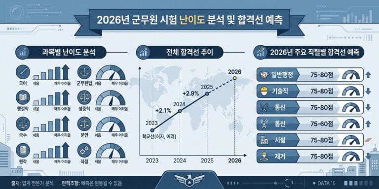 2026년 최신 군무원 시험 난이도 평가 및 합격선 분석