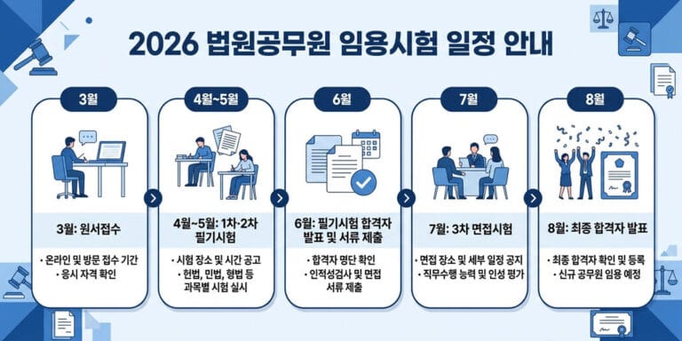 2026년 최신 법원직 공무원 시험 일정 및 원서접수 일정 총정리