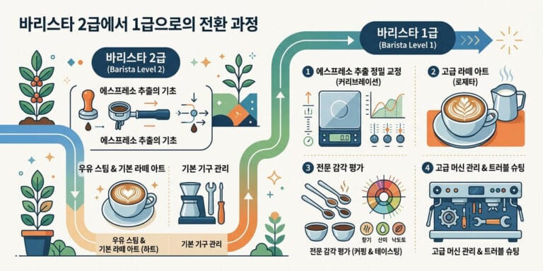 2026년 기준 바리스타 2급 합격 후 1급 점프 시 추가 심화 과정 정리
