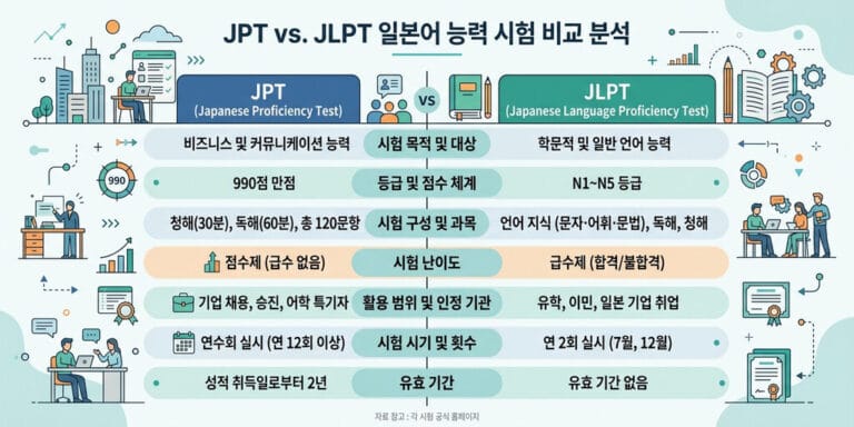 JPT vs JLPT 차이점 완벽 비교: 취업스펙, 난이도, 나에게 맞는 시험은?
