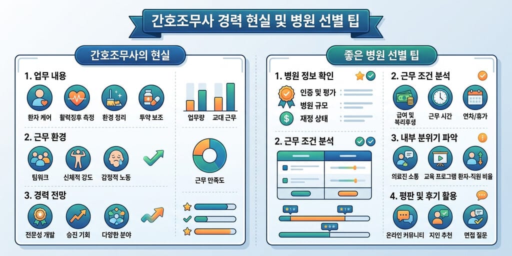 간호조무사 현실 - 간호조무사 취업 현실과 거르는 병원 특징 정리 인포그래픽