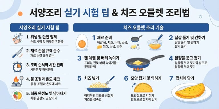 2026년 최신 양식조리기능사 실기 메뉴 30가지 및 치즈 오믈렛 단기 완성 합격 팁