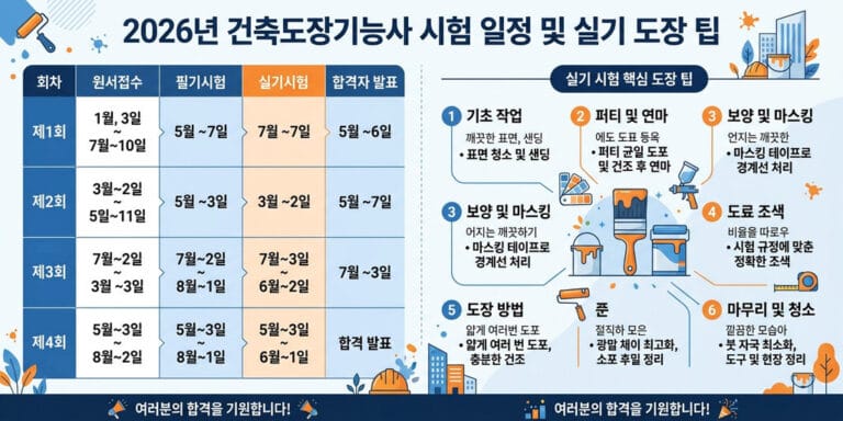 2026년 기준 건축도장기능사 시험 일정 및 실기 페인트 고득점법