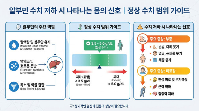 알부민 수치 저하 시 나타나는 몸의 경고 신호와 정상 범위 회복 가이드