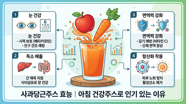아침 공복 사과당근주스 효능 4가지와 영양 흡수율 7배 높이는 올바른 착즙법