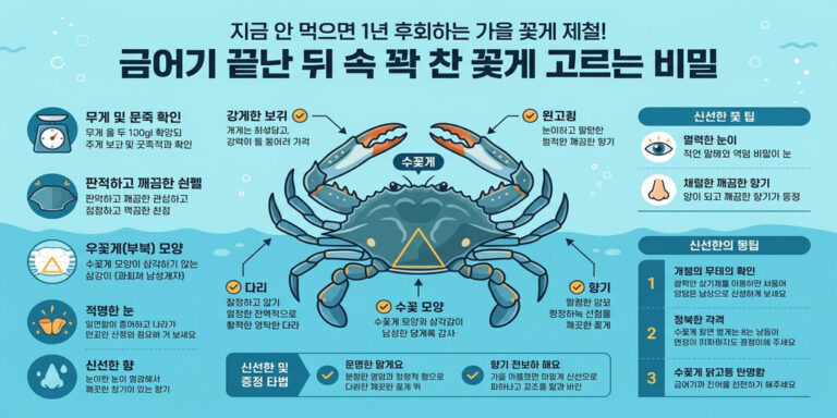 수율 100% 가을 수꽃게 고르는 5가지 법칙과 실패 없는 손질·보관 노하우
