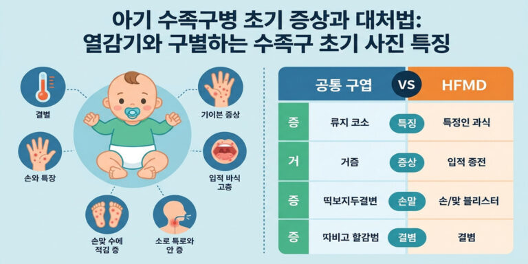 아기 수족구병 초기증상 놓치지 않는 법: 열감기 차이와 수포 특징 완벽 정리
