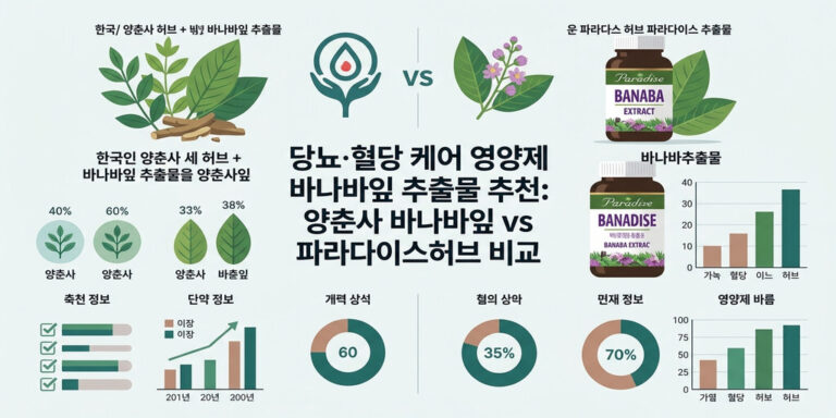 식후 혈당 급상승 잡는 바나바잎 케어: 양춘사 vs 파라다이스허브 집중 비교