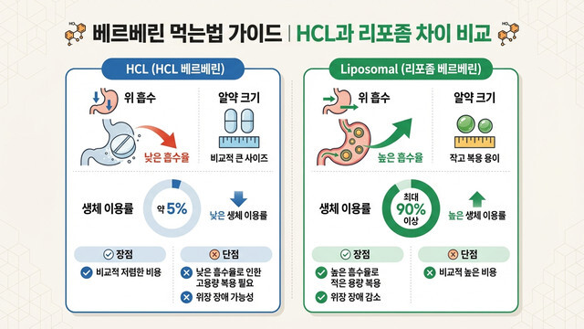 혈당 조절과 대사 개선을 위한 베르베린 완벽 가이드: HCL vs 리포좀 차이점 및 올바른 복용법