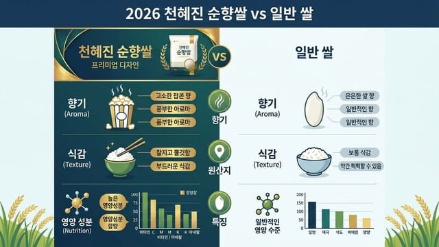 2026년 프리미엄 향미 천혜진선향쌀과 일반쌀 완벽 비교: 밥맛·찰기·조리법 총정리