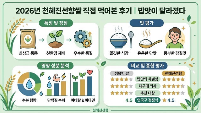 구수한 팝콘 향이 일품인 천혜진선향쌀 식단 가이드: 밥맛과 영양을 살리는 프리미엄 쌀의 비밀