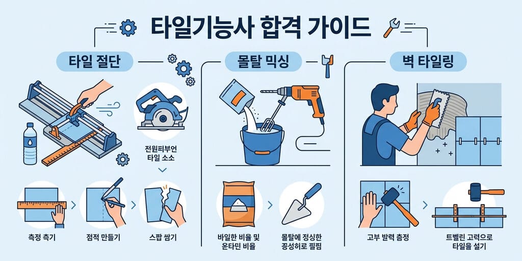 타일기능사 - 타일기능사 실기 시험 합격을 위한 작업 순서와 팁 요약