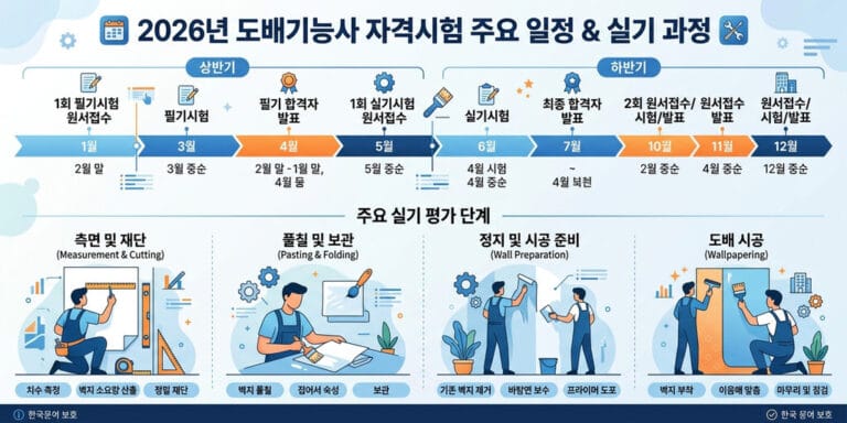 2026년 기준 도배기능사 시험 일정 및 실기 작업(벽지) 완벽 가이드