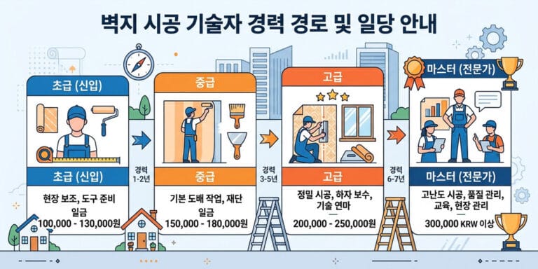 2026년 도배기능사 자격증 취득 후 현장 팀 참여 및 일당 수준
